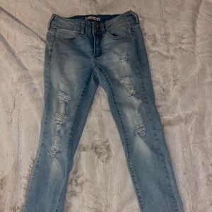 Ripped Light Washed Skinny Jeans